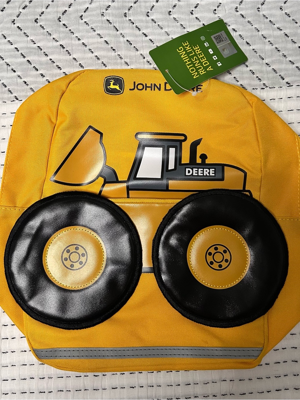 John Deere Yellow and Black Kids Backpack with Tractor Design